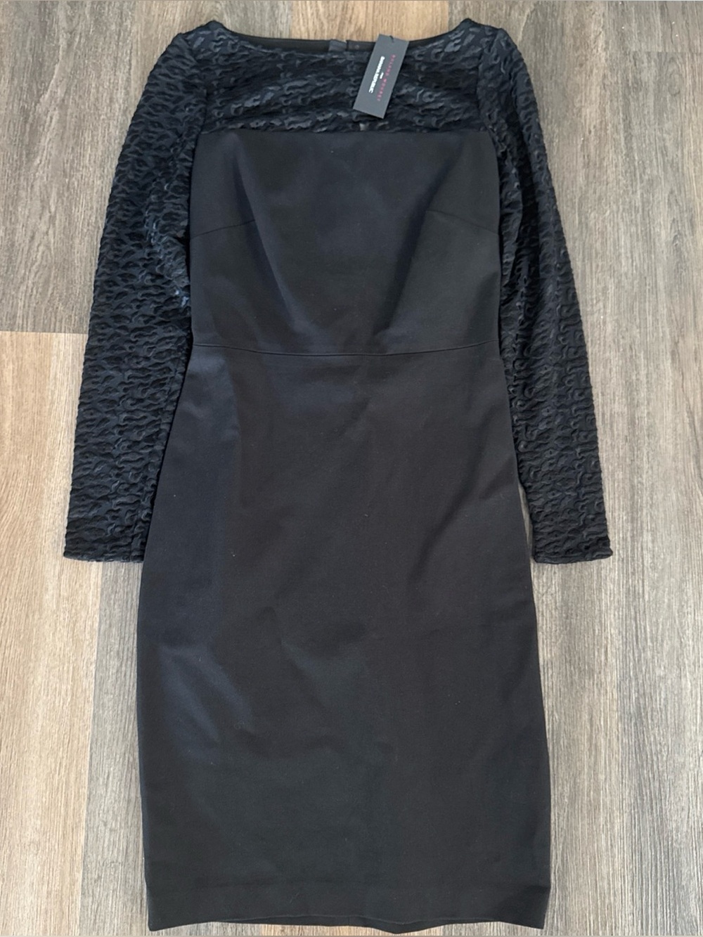 Banana Republic Black Long-Sleeve Textured Sheath Dress